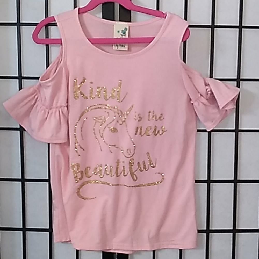 Pink Unicorn Glitter Girls top sz 12